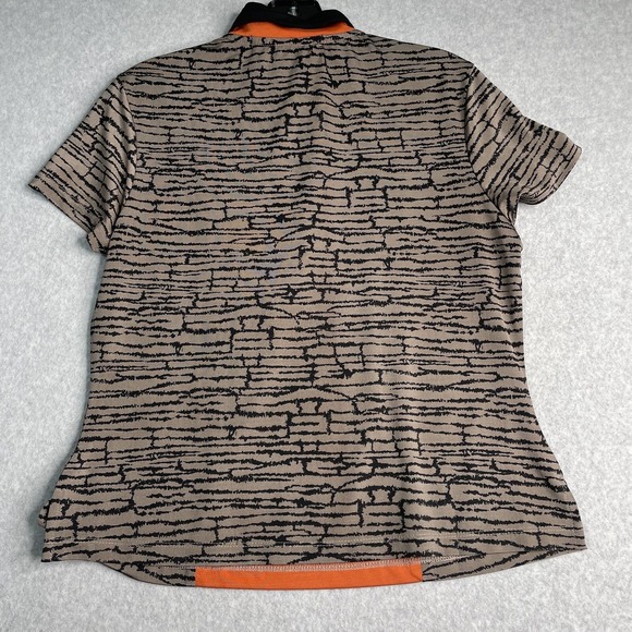 Jamie Sadock Top Womens Small Orange Black Short Sleeve Button Up Golf Shirt - Picture 2 of 10